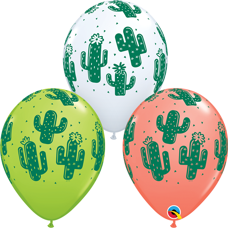 11'' Cactus Pattern Round Latex Balloon (Assorted Color)