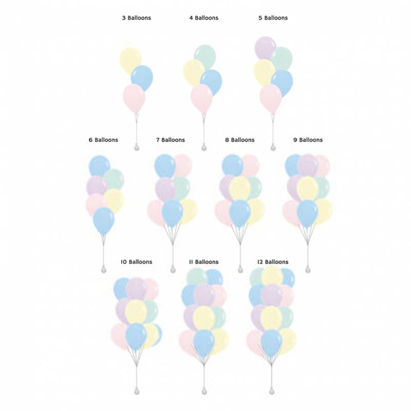 12" Pastel Matte Colour Round Latex Balloon Cluster