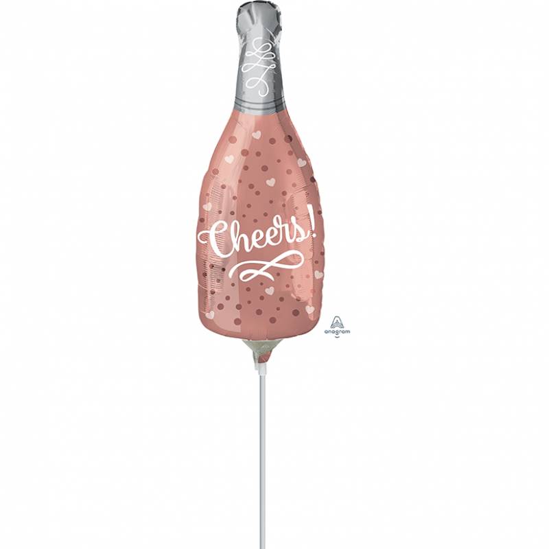 14" Cheers Rosé Bottle Mini Shape Foil Balloon