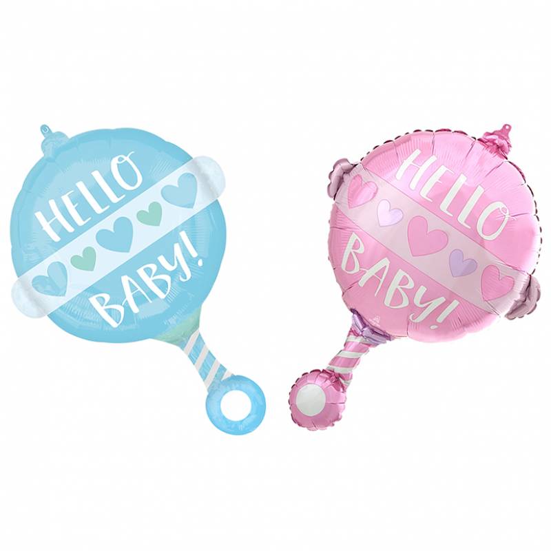 17" x 24" Hello Baby Rattle Shape Foil Balloon