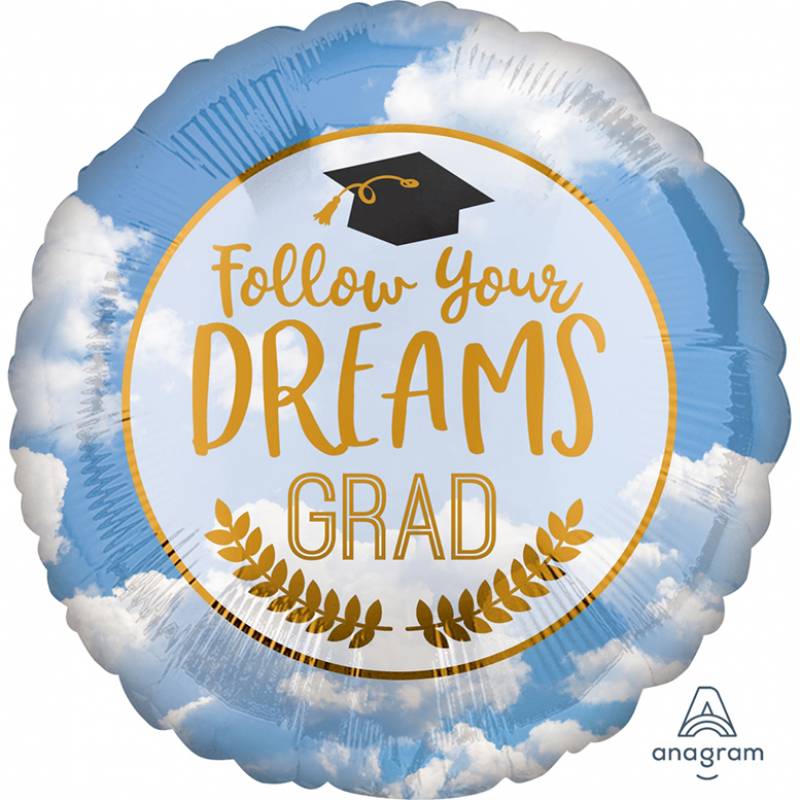 18" Follow Your Dreams Graduation Round Foil Balloon