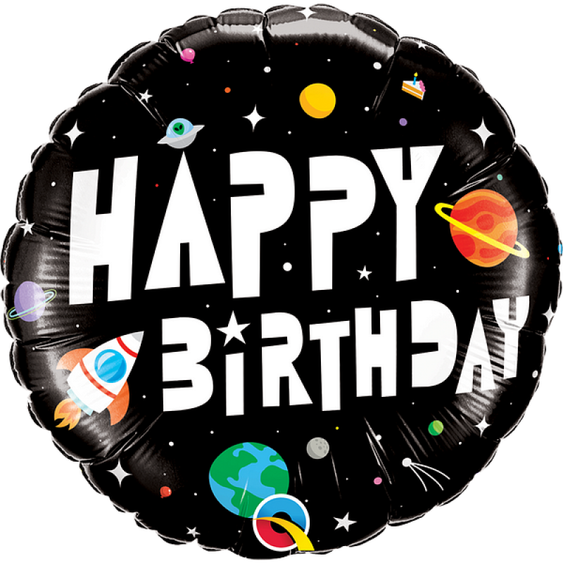 18" Happy Birthday Little Astronaut In Space Round Foil Balloon