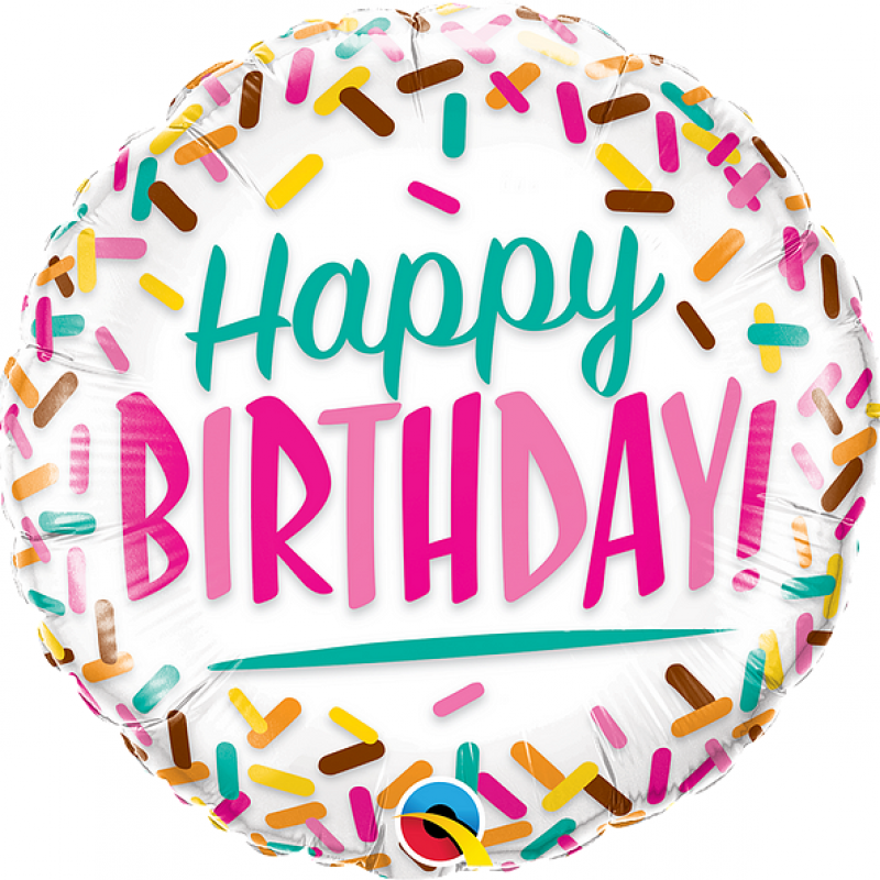 18" Happy Birthday Sprinkles Round Foil Balloon