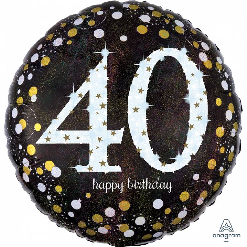 18" Happy Birthday (40) Sparkles Round Foil Balloon