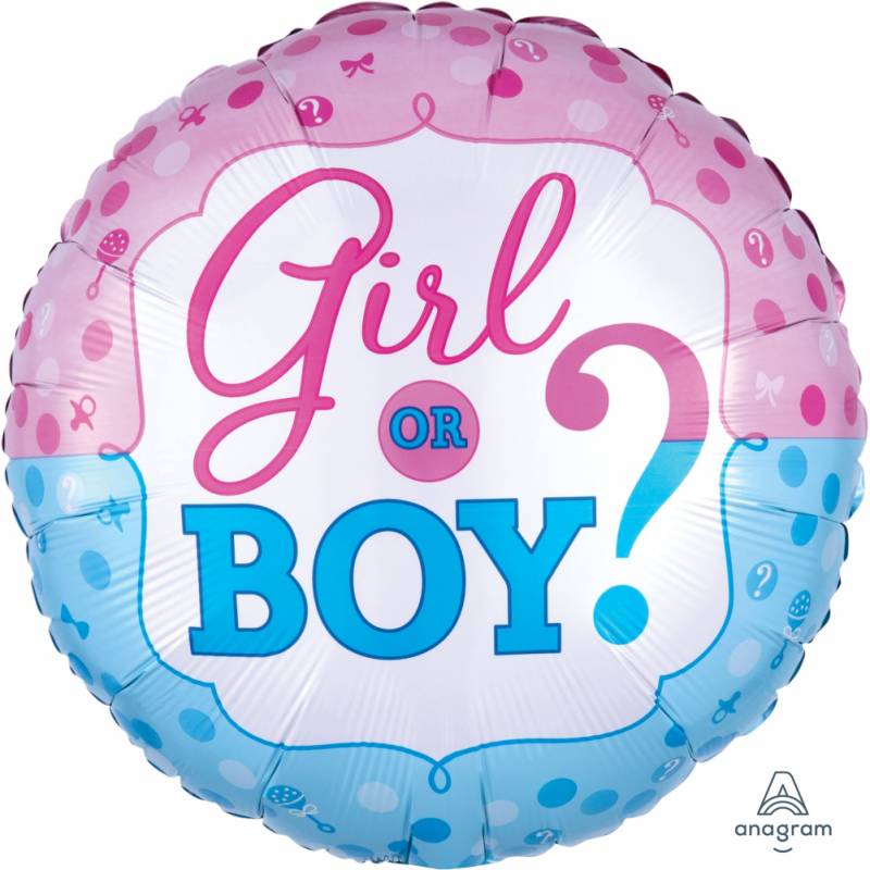 18'' Gender Reveal Round Foil Balloon