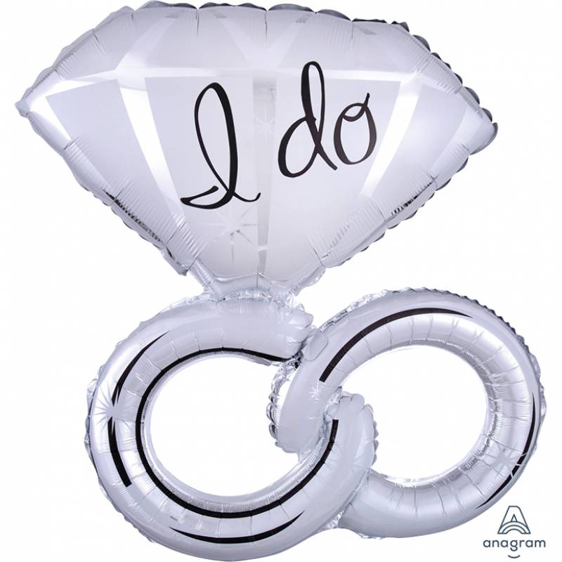 27" x 30" Silver I Do Wedding Rings Shape Foil Balloon