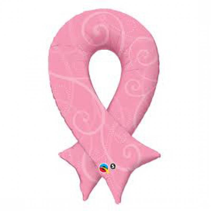 38'' Filigree Pattern Pink Ribbon Shape Foil Balloon