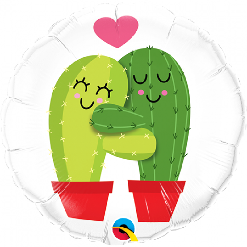 9'' Cactus Hugs Mini Round Foil Balloon
