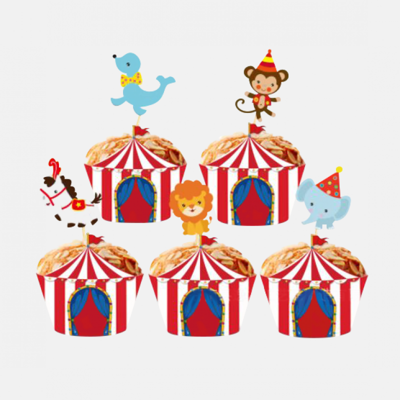 Circus Animals Cupcake Topper Set