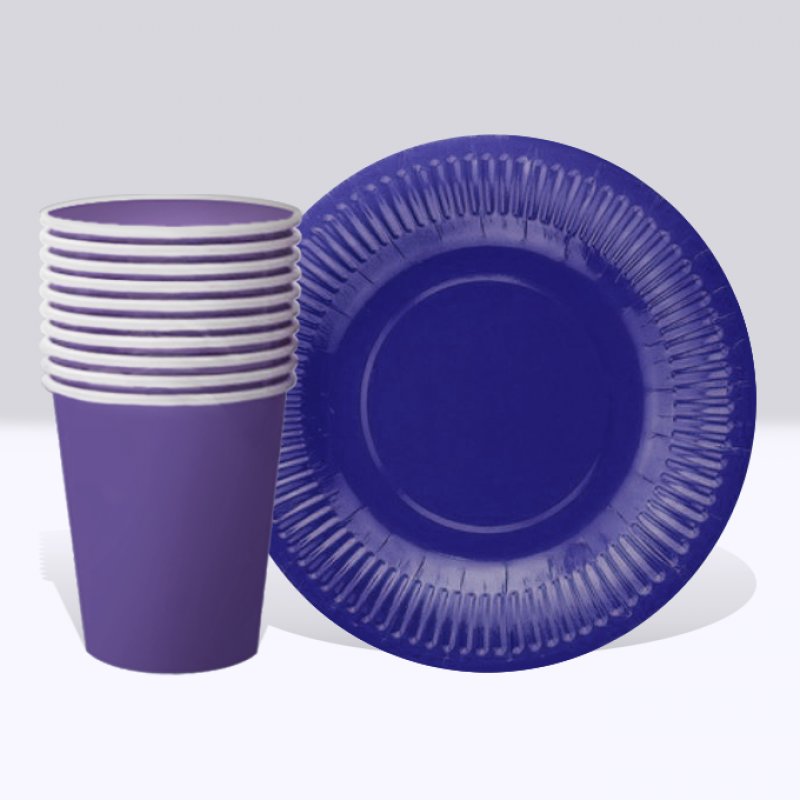 Cool Blue Paper Cup and Plate Set