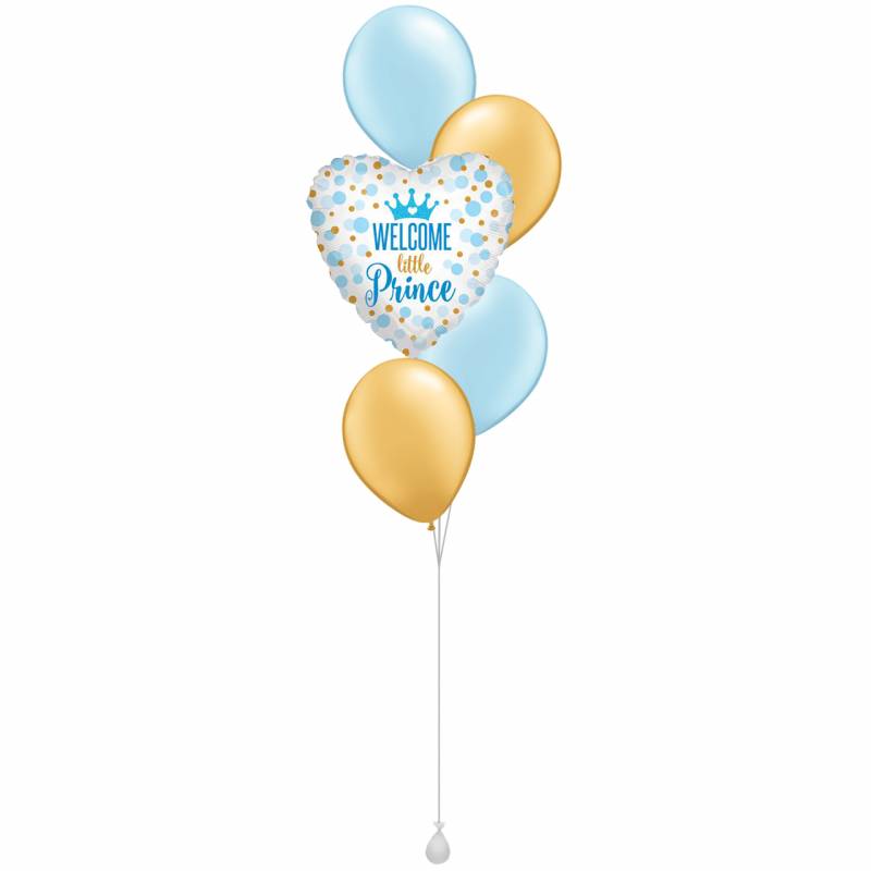 Glitter Pattern Welcome Little Prince Heart Shape Foil Balloon Bouquet