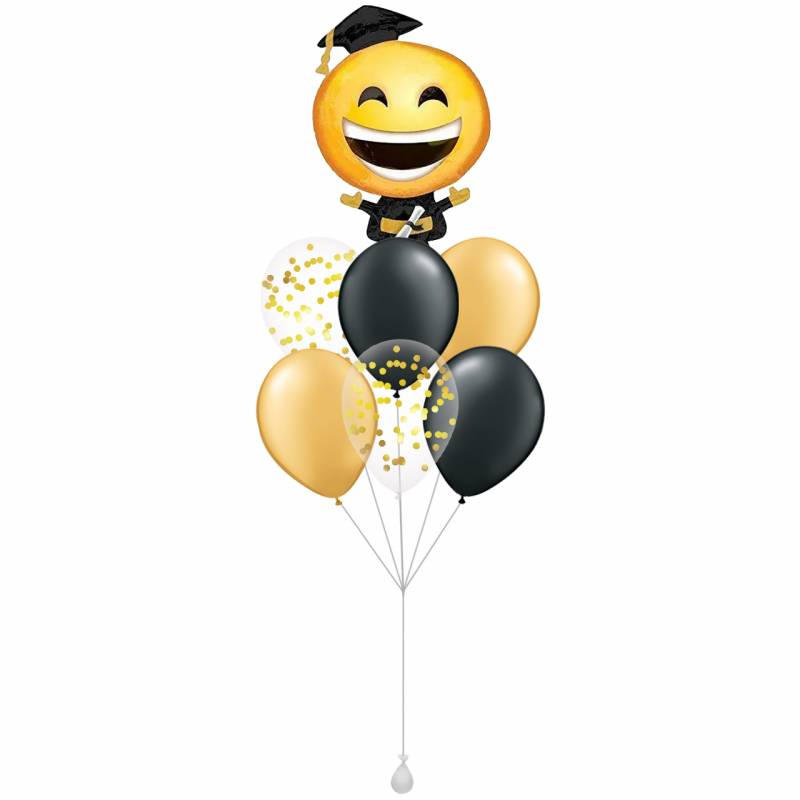 Happy Grad Emoticon Shape Foil Balloon Bouquet