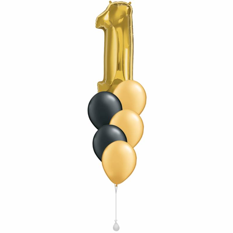 Metallic Gold Number Shape Foil Balloon Cluster