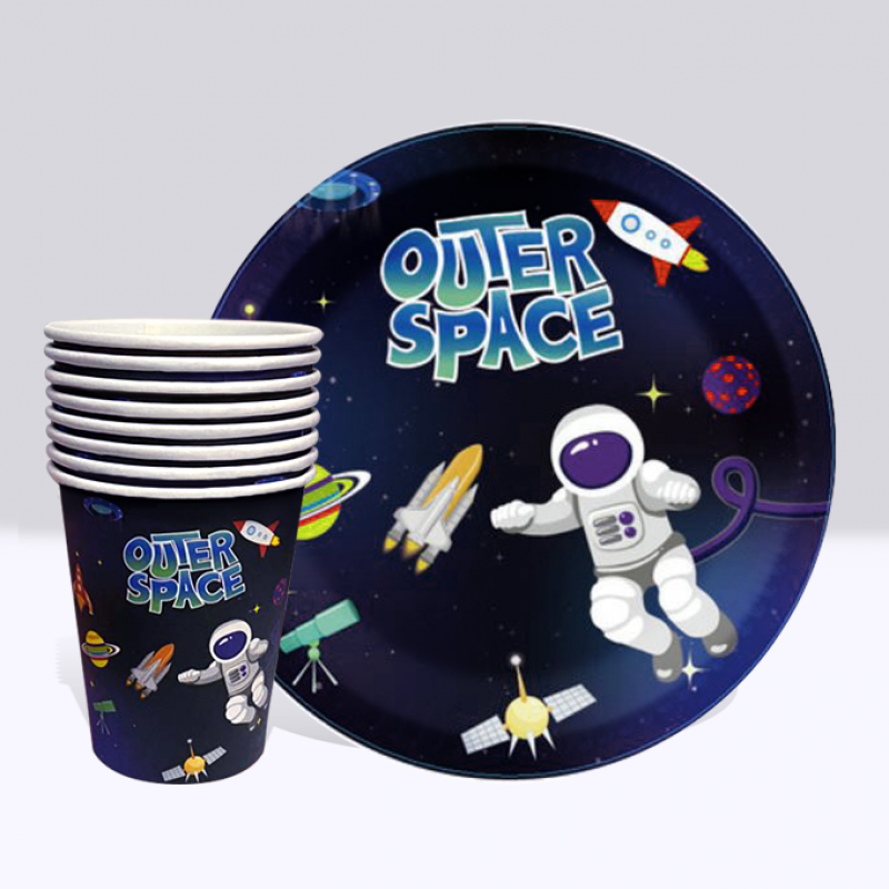 Outer Space Astronaut Paper Cup and Plate Set