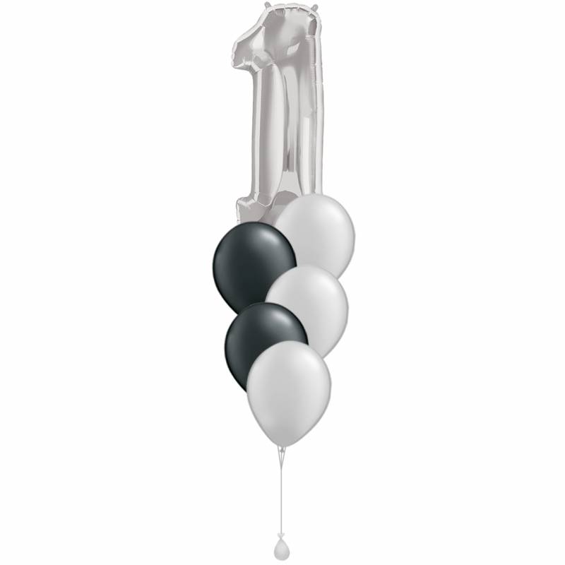 Silver Number Shape Foil Balloon Cluster