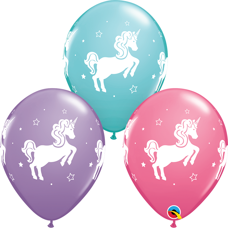 11'' Unicorn and Stars Round Latex Balloon (Assorted Color)