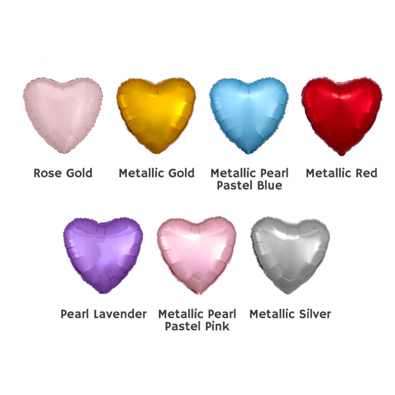 18" Metallic Colour Heart Shape Foil Balloon